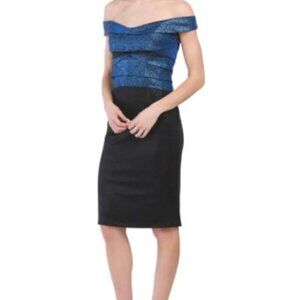 NWT Rene by Rene Ruiz Metallic Layered Cocktail Dress Size 14